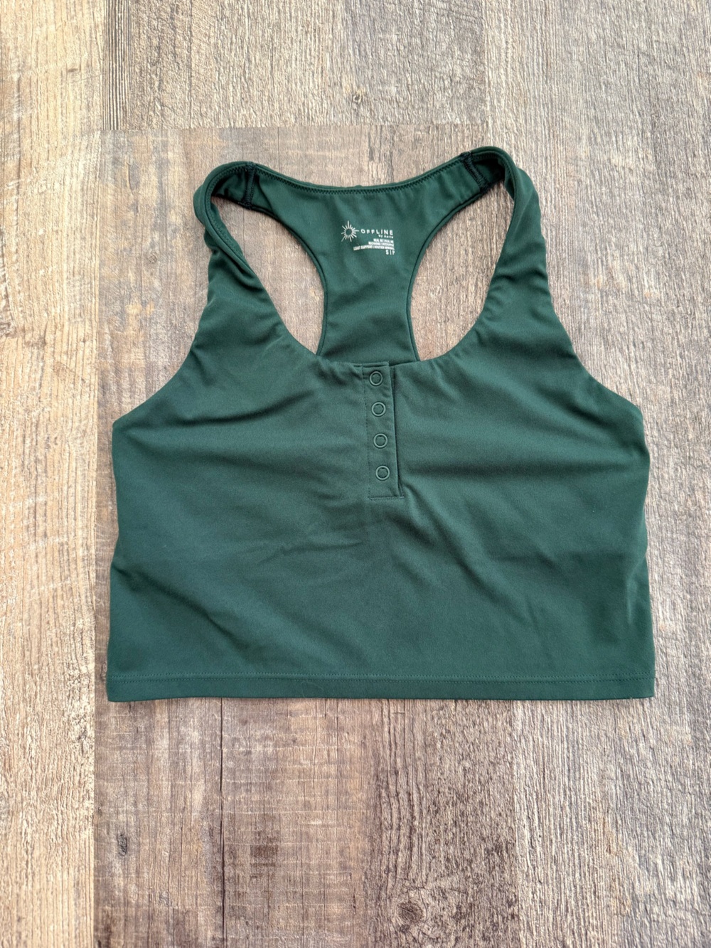 OFFLINE by Aerie Real Me Snap Front Racerback Crop Tank Green XS